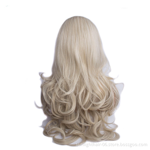 Cosplay longest 16/1001# Blonde Body Wave Middle Part Heat Resistant Synthetic Lace Front Wigs Fiber Hair For Women